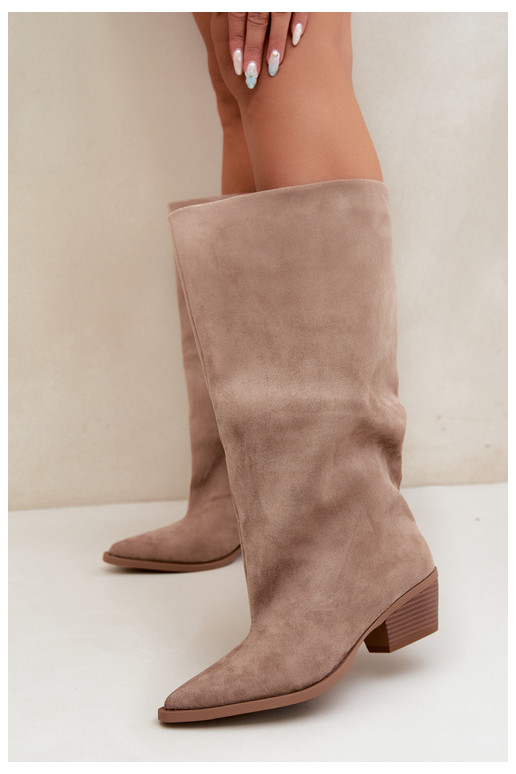 Bottines couleur sable à talons en daim synthétique Casella