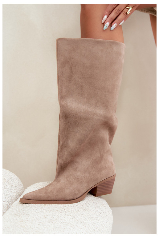 Bottines couleur sable à talons en daim synthétique Casella