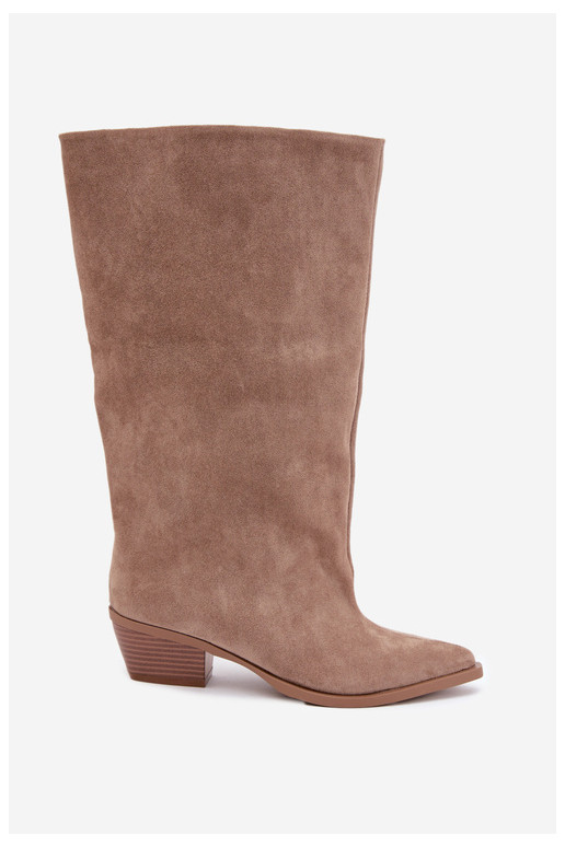 Bottines couleur sable à talons en daim synthétique Casella