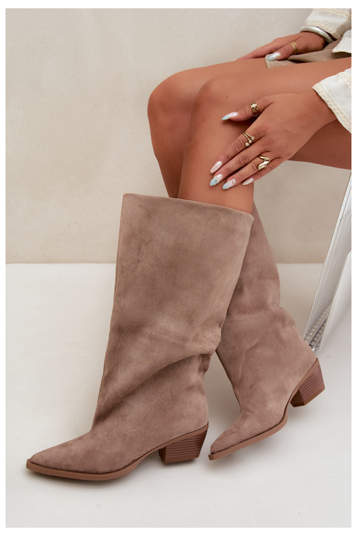 Bottines couleur sable à talons en daim synthétique Casella