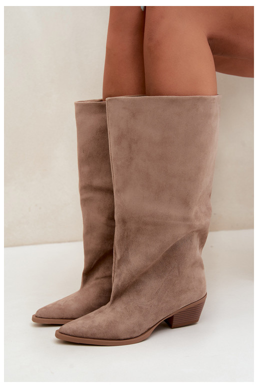Bottines couleur sable à talons en daim synthétique Casella