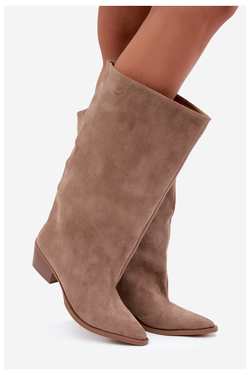 Bottines couleur sable à talons en daim synthétique Casella