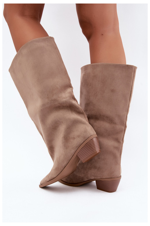 Bottines couleur sable à talons en daim synthétique Casella