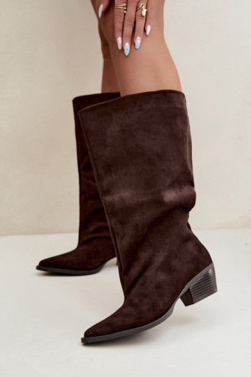 Bottines à talons en suède synthétique marron Casella 2