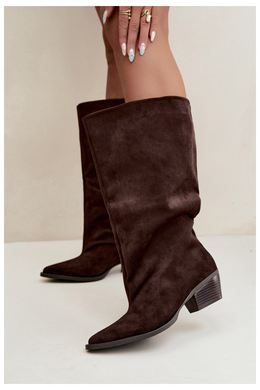 Bottines à talons en suède synthétique marron Casella
