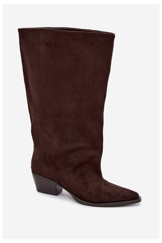 Bottines à talons en suède synthétique marron Casella