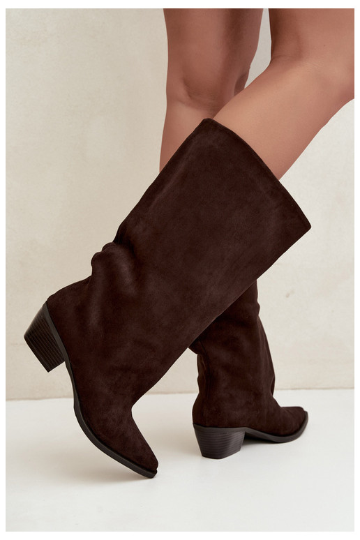 Bottines à talons en suède synthétique marron Casella