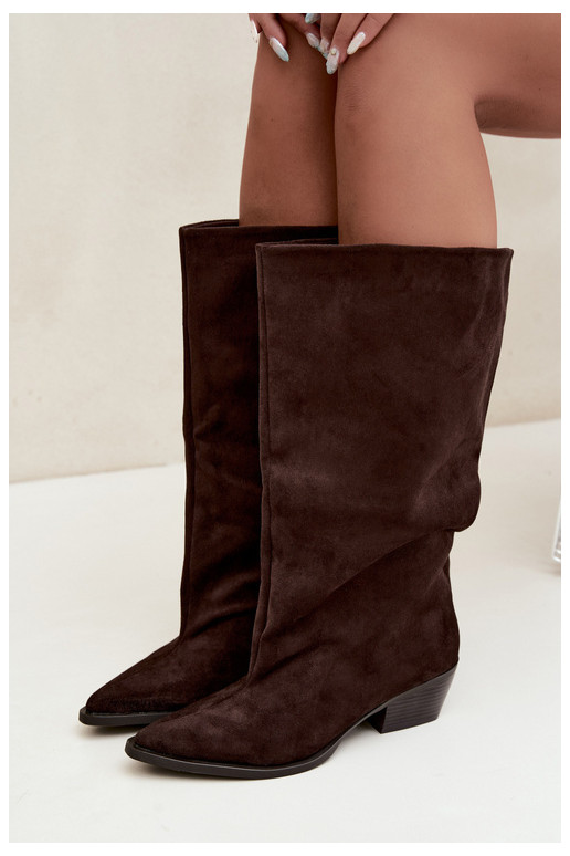 Bottines à talons en suède synthétique marron Casella