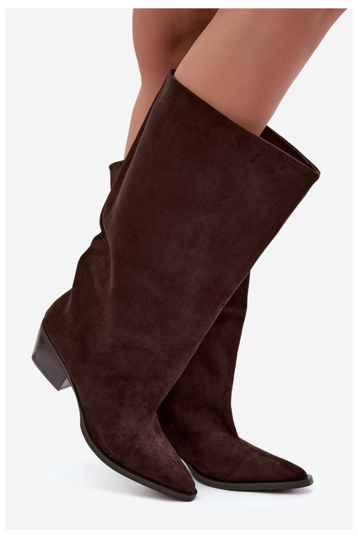 Bottines à talons en suède synthétique marron Casella
