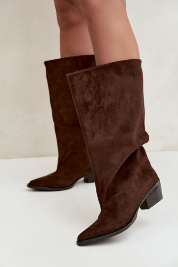 Bottines couleur chocolat à talons en daim synthétique Casella 2