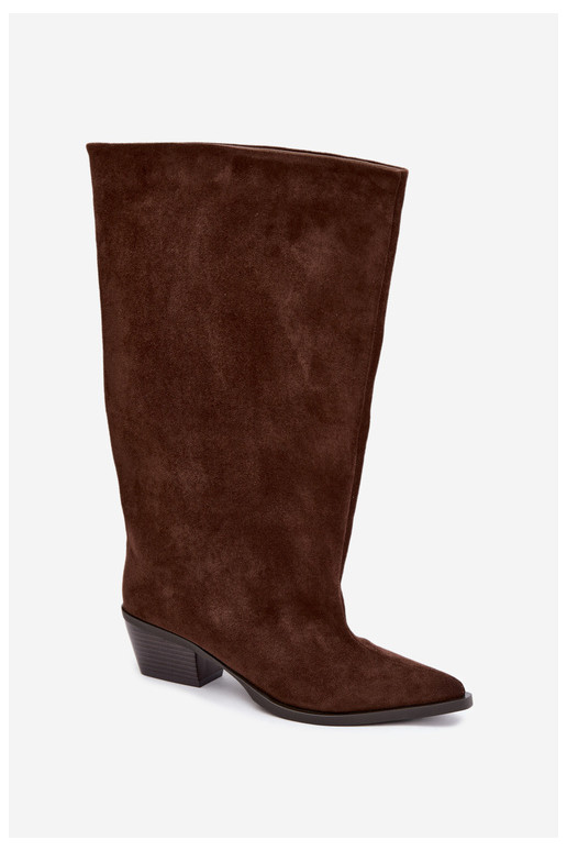 Bottines couleur chocolat à talons en daim synthétique Casella