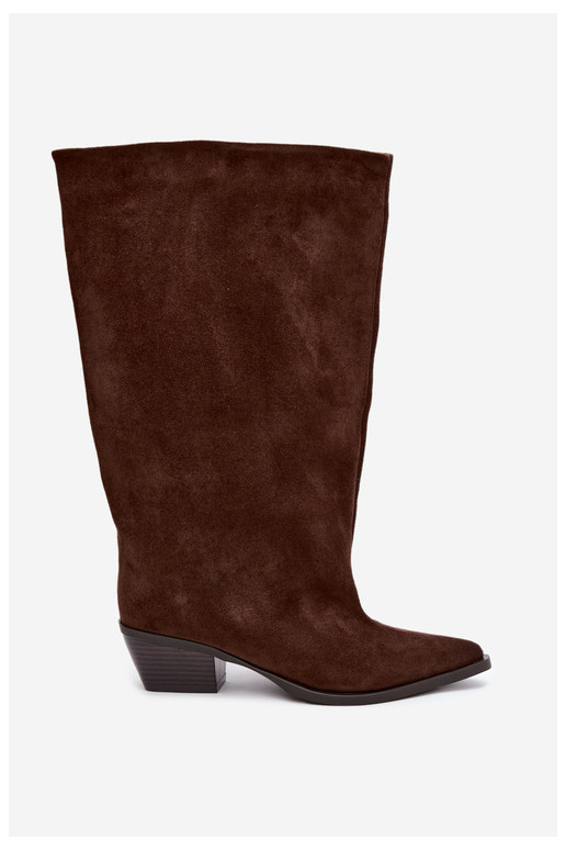 Bottines couleur chocolat à talons en daim synthétique Casella