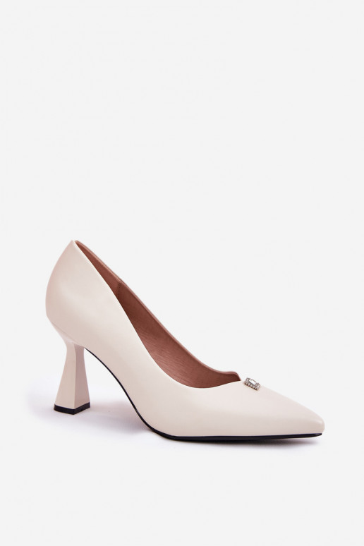 Chaussures au style élégant sur un talon évasé Vinceza 62222 couleur sable