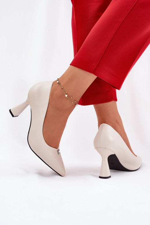 Chaussures au style élégant sur un talon évasé Vinceza 62222 couleur sable