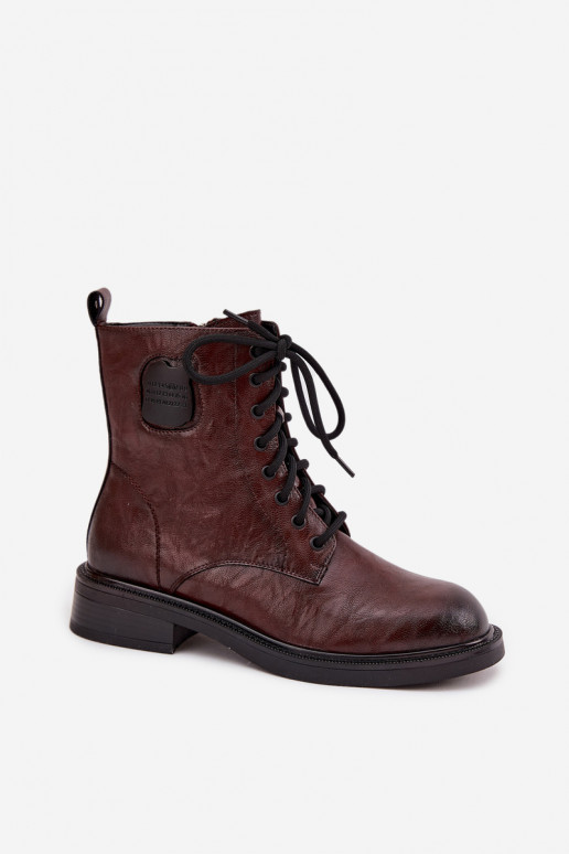 Bottes de travail pour femmes marron avec des détails décoratifs