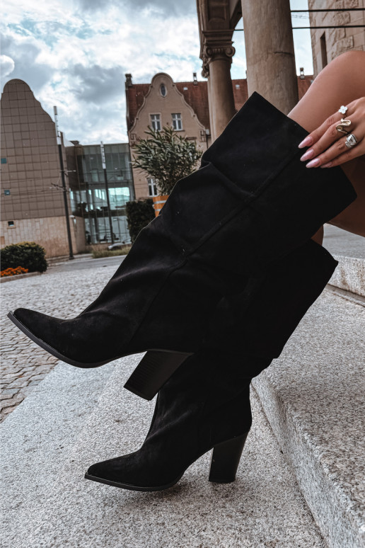 bottes montantes à enfiler avec talons noires Jensy
