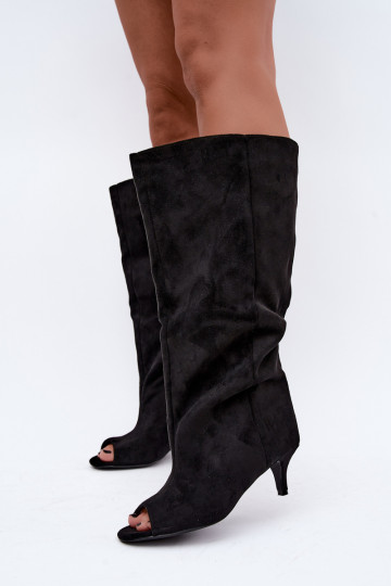 Bottes noires à bout ouvert sur un petit talon Velise