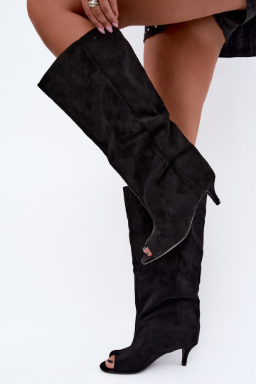 Bottes noires à bout ouvert sur un petit talon Velise 2