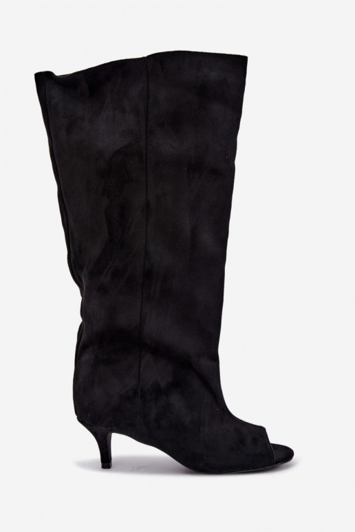 Bottes noires à bout ouvert sur un petit talon Velise