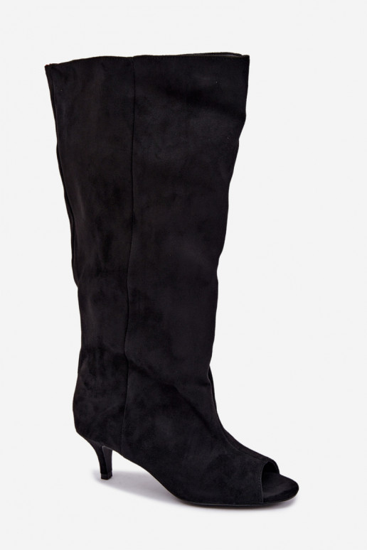 Bottes noires à bout ouvert sur un petit talon Velise