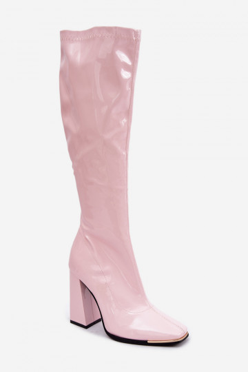 Bottines roses claires en ver avec talons Mlokva