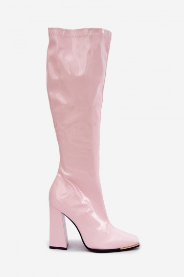 Bottines roses claires en ver avec talons Mlokva 2