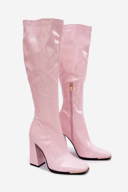 Bottines roses claires en ver avec talons Mlokva