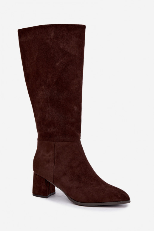 Bottes isolées pour femmes hautes avec talons en chocolat Raleya