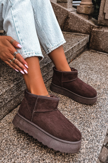 Bottes de neige pour femmes isolées avec plateforme et fourrure à l'intérieur CzekoladoĮe Vesirae