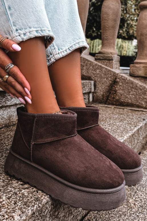 Bottes de neige pour femmes isolées avec plateforme et fourrure à l'intérieur CzekoladoĮe Vesirae