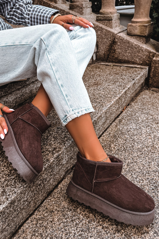 Bottes de neige pour femmes isolées avec plateforme et fourrure à l'intérieur CzekoladoĮe Vesirae