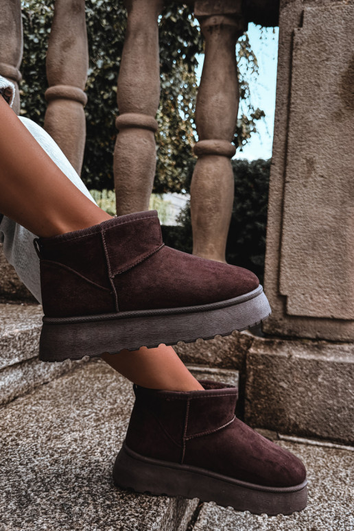 Bottes de neige pour femmes isolées avec plateforme et fourrure à l'intérieur CzekoladoĮe Vesirae