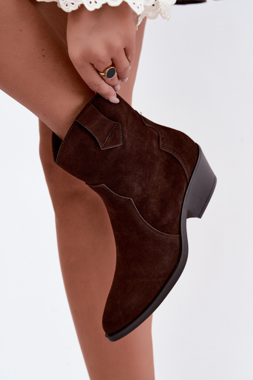 Bottes en faux daim de style cowboy avec talons couleur marron Daliae