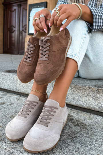 Baskets Barefoot en simili daim marron Zazoo N1422 2