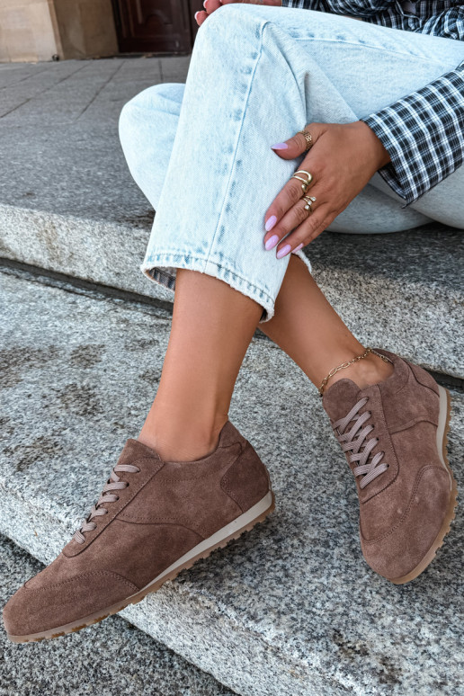 Baskets Barefoot en simili daim marron Zazoo N1422