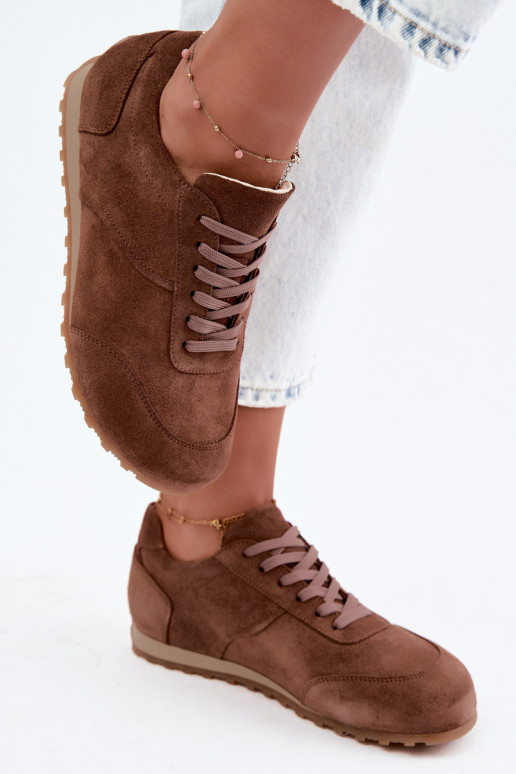 Baskets Barefoot en simili daim marron Zazoo N1422