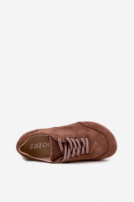 Baskets Barefoot en simili daim marron Zazoo N1422