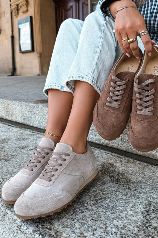 Baskets Barefoot en simili daim couleur sable Zazoo N1422