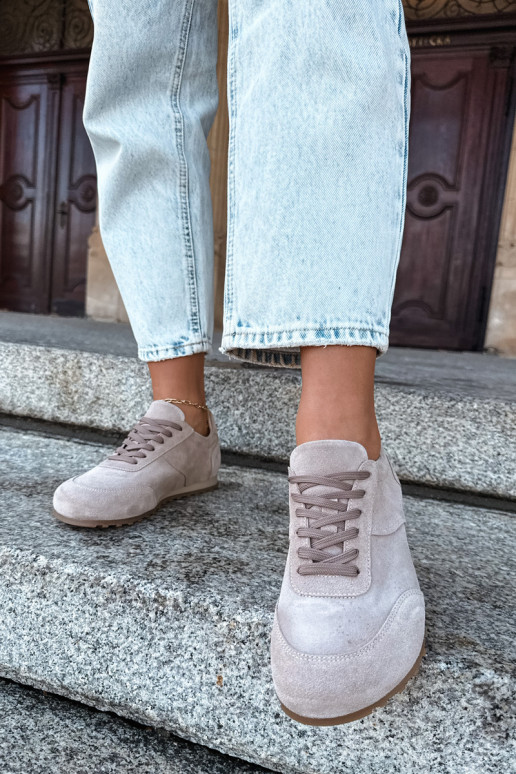 Baskets Barefoot en simili daim couleur sable Zazoo N1422