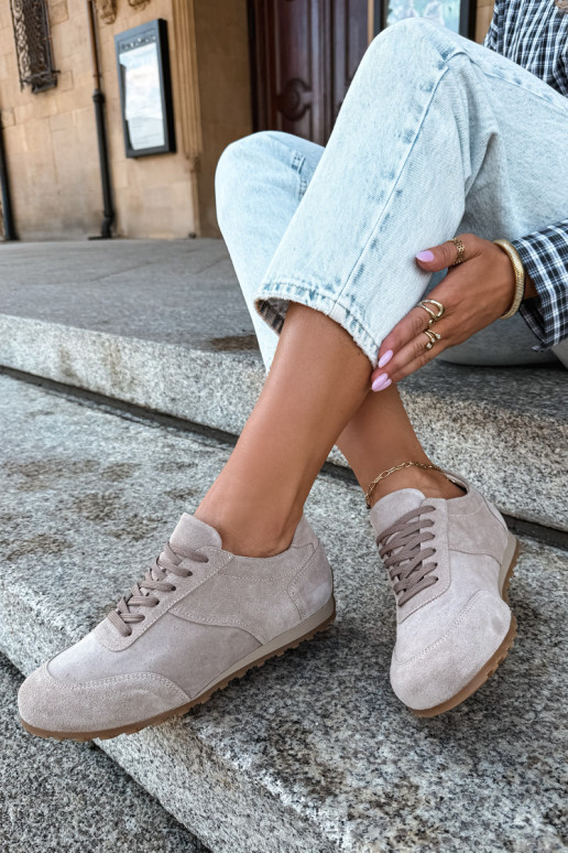 Baskets Barefoot en simili daim couleur sable Zazoo N1422