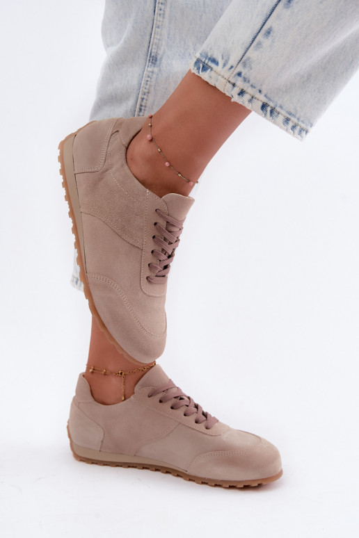 Baskets Barefoot en simili daim couleur sable Zazoo N1422