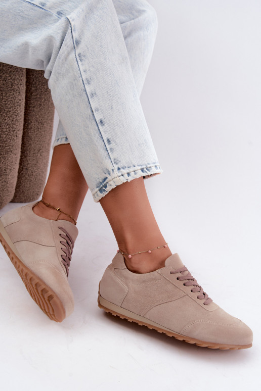 Baskets Barefoot en simili daim couleur sable Zazoo N1422
