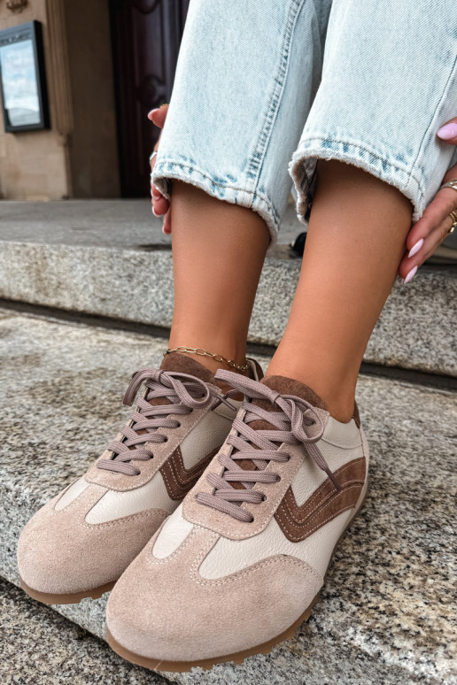 Baskets Barefoot en simili daim couleur sable Zazoo N1400