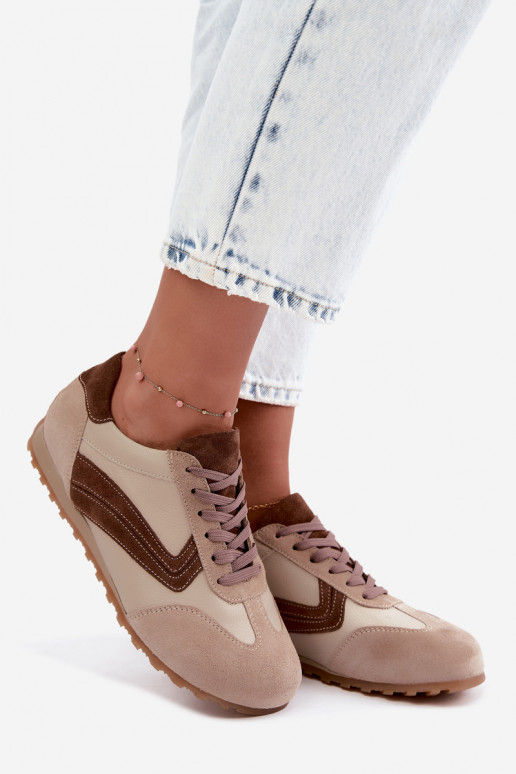 Baskets Barefoot en simili daim couleur sable Zazoo N1400