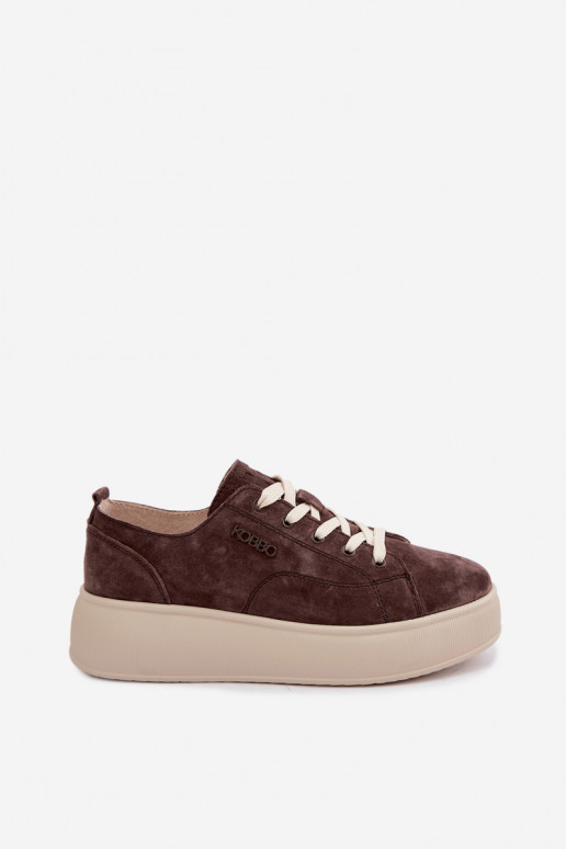 Baskets en daim synthétique avec plateforme Kobbo couleur chocolat