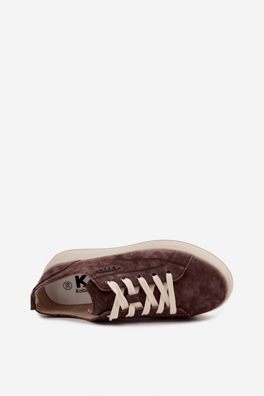 Baskets en daim synthétique avec plateforme Kobbo couleur chocolat