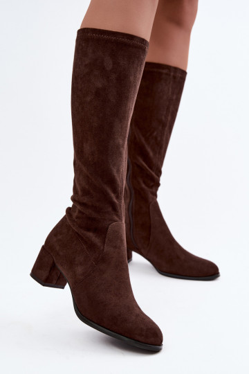 Bottes classiques hautes en faux daim Sergio Leone KZ205 chocolat 2
