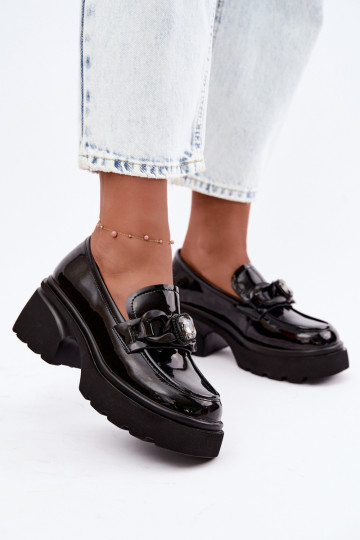 Bottes en cuir noires avec effet verni et ornements Artiker 55C1069 2