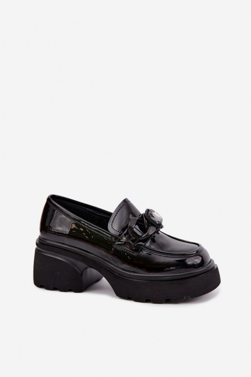 Bottes en cuir noires avec effet verni et ornements Artiker 55C1069
