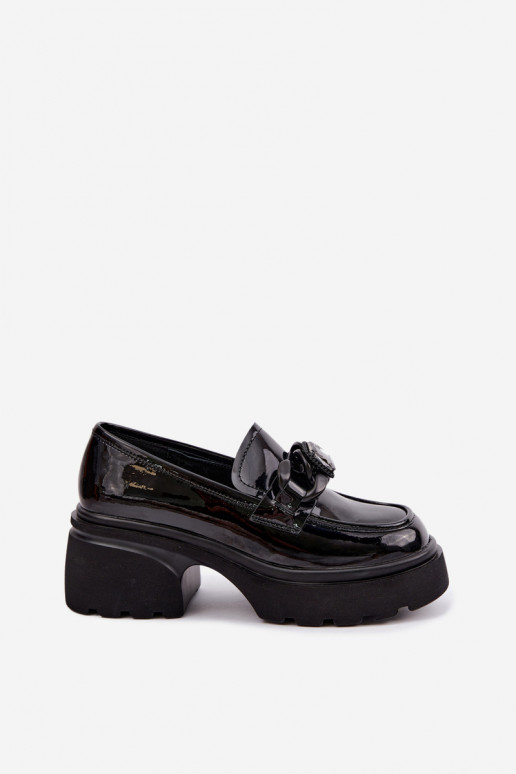 Bottes en cuir noires avec effet verni et ornements Artiker 55C1069
